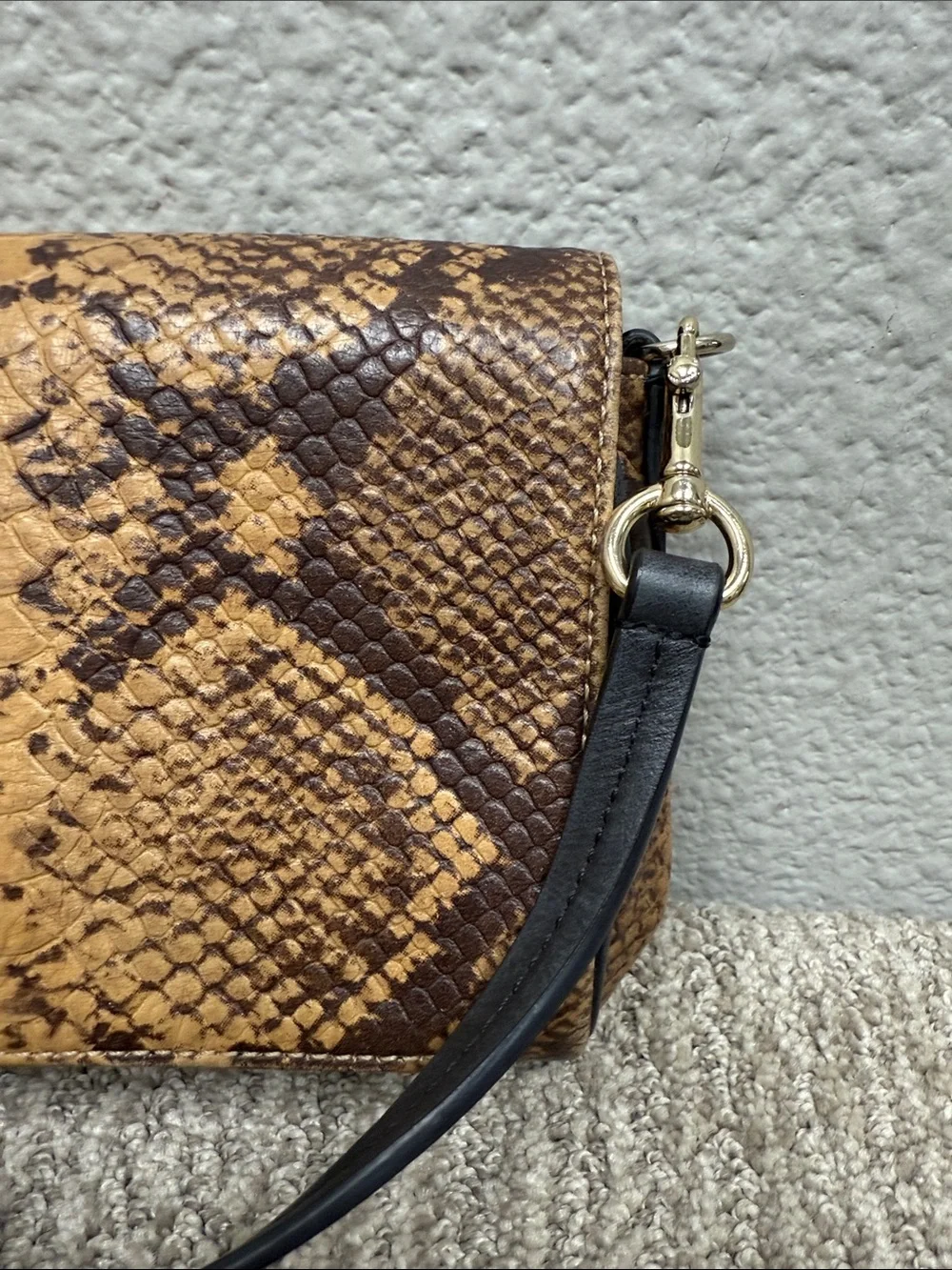 Vintage Y2K Coach Snake-Embossed Crossbody Bag in Brown and Black